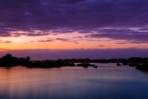 Sunset on the Mekong River, located on Don Det Island which forms part of the Four Thousand Islands, known locally as Si Phan Don.