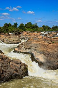 Li Phi Waterfall, known locally as Tat Somphamit, located on Don Khon Island which forms part of the Four Thousand Islands, known locally as Si Phan Don.