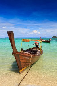 A long-tail boat on Ko Lipe, a small island surrounded by the Andaman Sea and located near the Tarutao National Park in southwest Thailand.