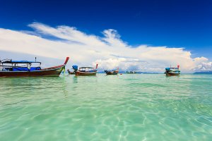 A long-tail boat on Ko Lipe, a small island surrounded by the Andaman Sea and located near the Tarutao National Park in southwest Thailand.