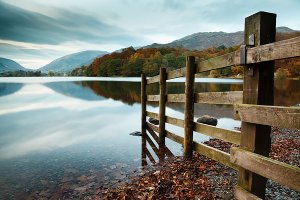 Autumn by Grasmere Lake, located within the English Lake District National Park.